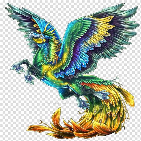 Green Yellow And Blue Pegasus Illustration Mirror Sight Pegasus