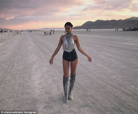 Shanina Shaik In Very Skimpy Shorts At Burning Man Daily Mail Online