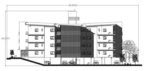 Residential Apartment Building Frontal Elevation Cad