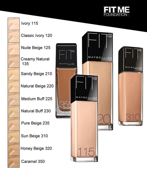 Maybelline Fit Me Foundation Color Chart