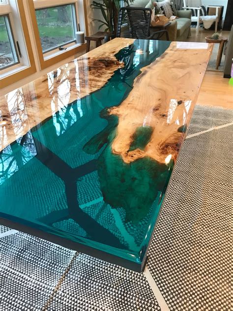 Turquoise Resin River Dining Table - Etsy