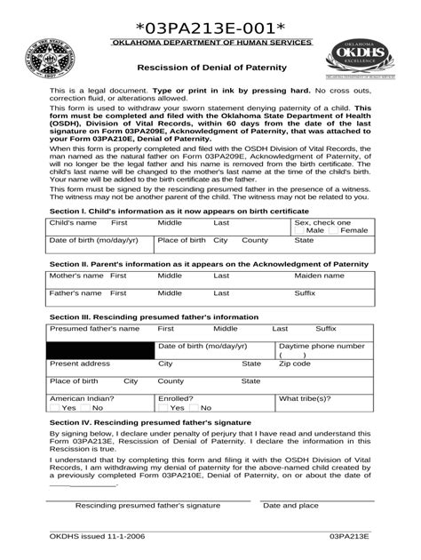 Denial Of Paternity Form Oklahoma Fill Out And Sign Printable Pdf