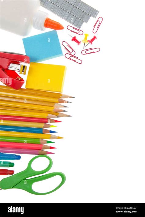School Supplies Pencils Scissors Sticky Notes Stapler Staples Glue
