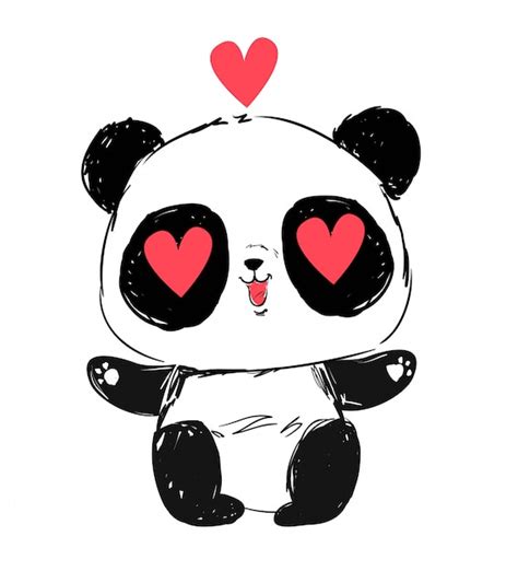 Lindo Oso Panda Cara Mirada Amorosa Personaje Animado Ilustración