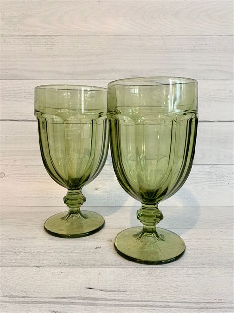 Green Goblets Pair Of Green Libbey Duratuff Goblets Large Etsy