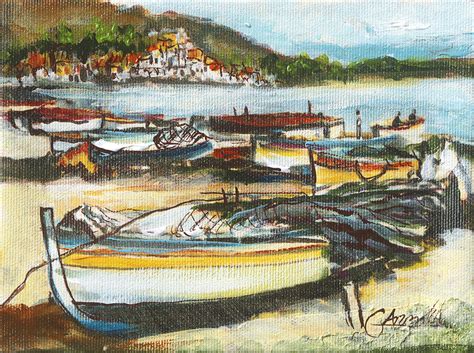 Jewish Art Boats By The Sea Of Galilee Painting By Arnold Goldberg Pixels