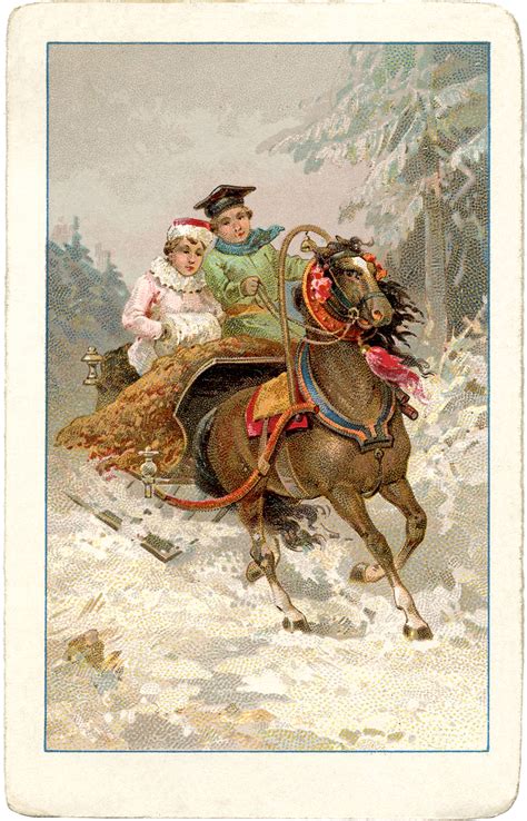 Vintage Sleigh Ride Image - The Graphics Fairy