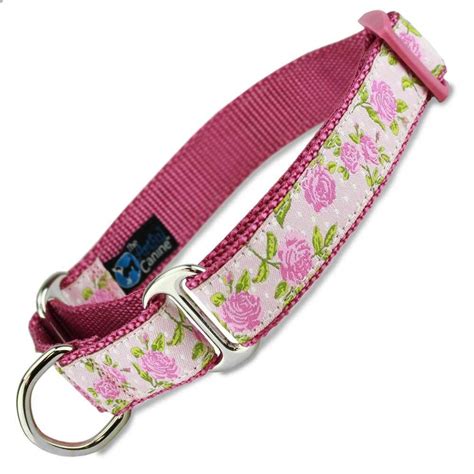 Pink Roses On Pink Floral Martingale Dog Collar Martingale Dog