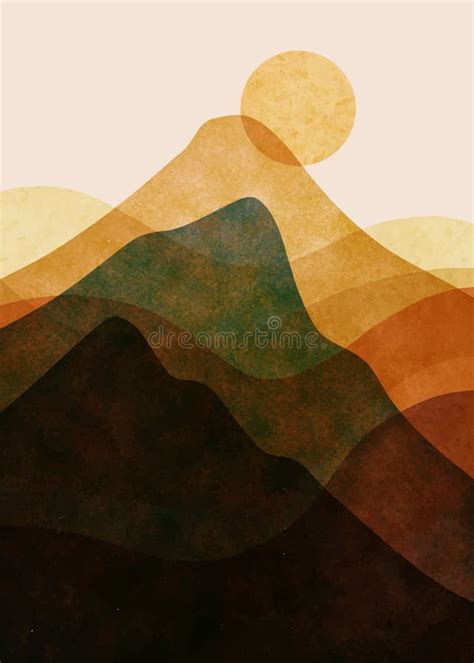 Abstract Mountain Landscape Minimalist Design Abstract Water Color