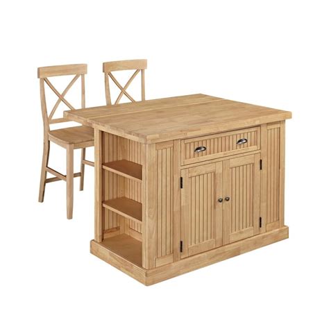 Home Styles Nantucket Natural Butcher Block Top Kitchen Island With 2