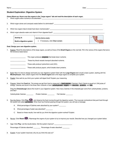 I will give you a tip, though. Digestion Worksheet Answers