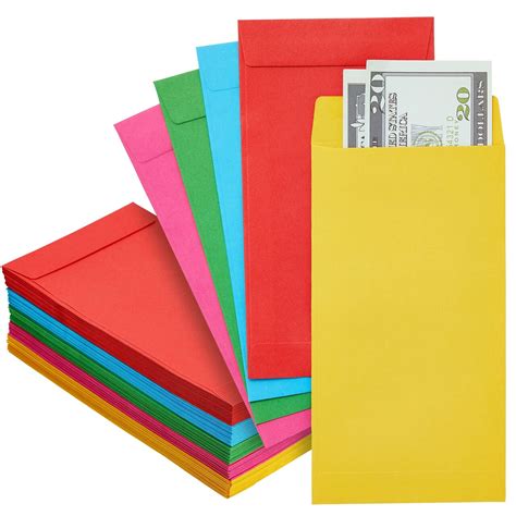 100 Pack Colorful Money Envelopes For Cash 35x65 Inch 7 Budget