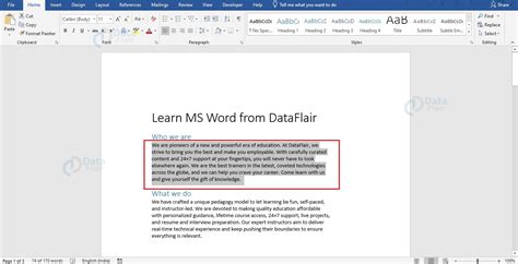 Formatting Text In Ms Word Dataflair