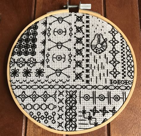 Star Wars Blackwork Embroidery Pattern Digital Cross Stitch Pdf Pattern