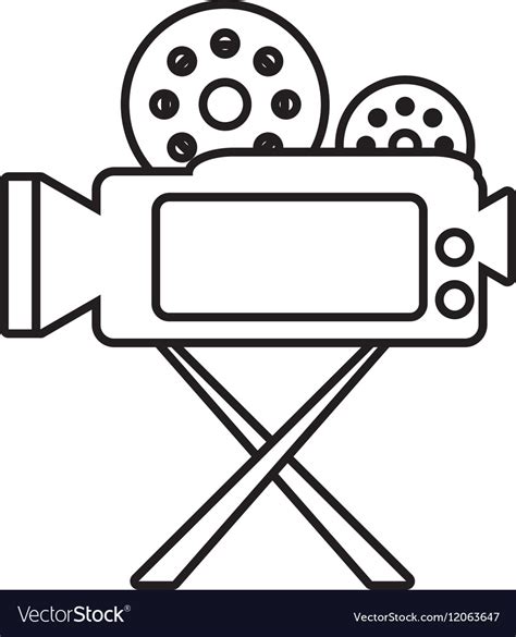 Camera Film Record Movie Tripod Outline Royalty Free Vector