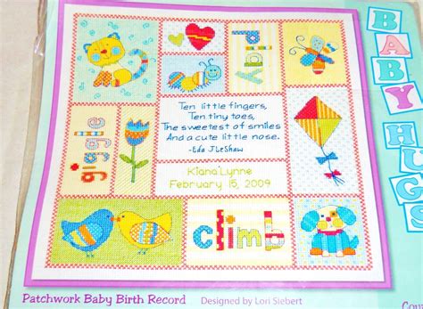 Kit X Dimensions Patchwork Baby Birth Record Counted Cross Stitch
