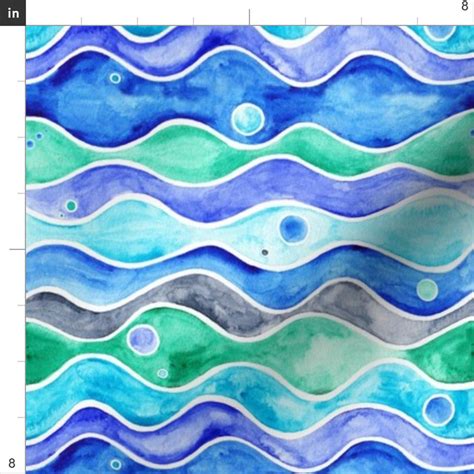 Ocean Waves Fabric Ocean Pattern By Timone Summer Ocean Etsy
