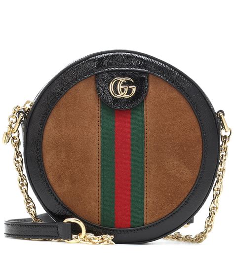 Gucci Leather Ophidia Mini Round Shoulder Bag In Brown Lyst