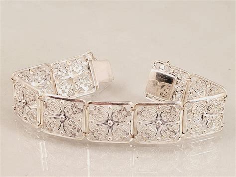 Alice Caviness Beautiful Sterling Silver Filigree Bracelet 7 Long Ebay