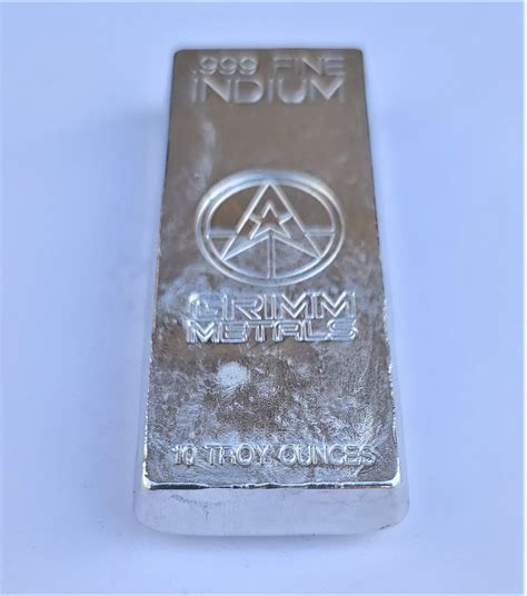 10 Troy Ounce 999 Fine Indium Bullion Bar Grimm Metals