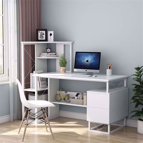 Build this desk topper shelf for better organization and use of desk space. Tribesigns Computer Desk with Drawers, 57 Inches ...