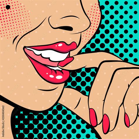 Sexy Pop Art Woman With Open Mouth Vector Background In Comic Style Retro Pop Art Stock 写真