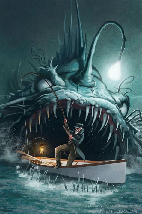 Angler In Darkness By Gjsx51 Dark Fantasy Art Sea Monster Art Scary Art