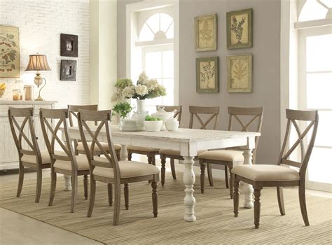 Trani Weathered Worn White 9-Piece Dining Set with Extendable Table