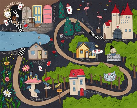 Alices Adventures In Wonderland Map Poster Nursery Wall Art Etsy