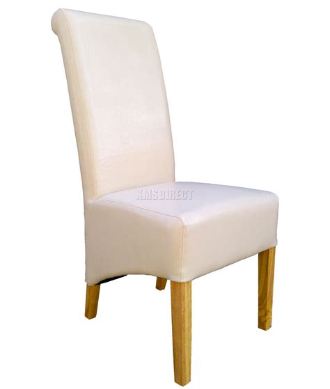 Uncommon pair with aluminum group bases and fiberglass seats. New Premium Dining Chairs Cream Faux Leather Roll Top ...
