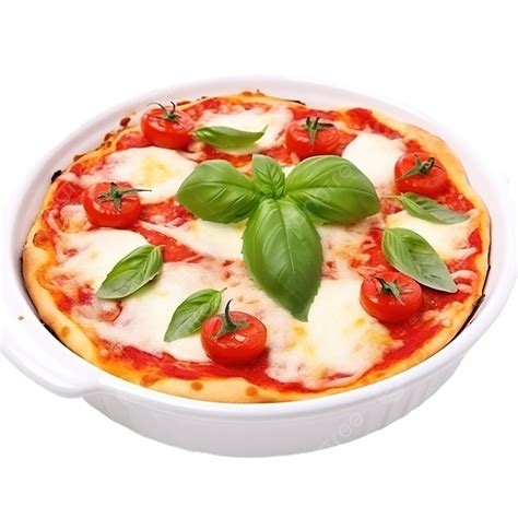 Pizza Margherita Em Um Prato Png Pizza Cozido Comida Png Imagem