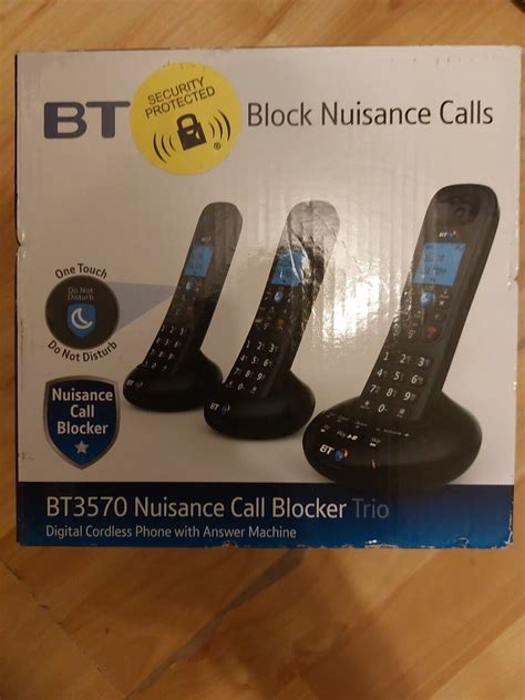 Bt 3570 Trio Dect Digital Answer Machine Grade C Cordless Phone Black