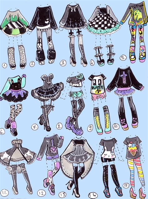 Geekgoth Open Outfits By Guppie Adopts On Deviantart Drawings Drawing Anime Clothes Sketches