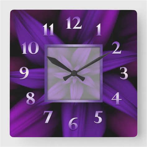 Purple Passion Floral Geometric Square Wall Clock Zazzle