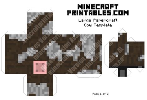 Cow Printable Minecraft Cow Papercraft Template