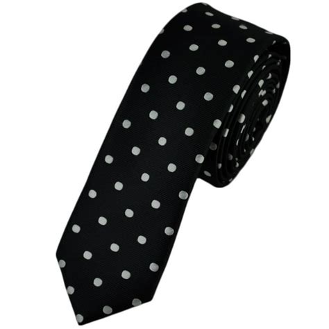 Black With Silver White Polka Dot Skinny Tie From Ties Planet Uk