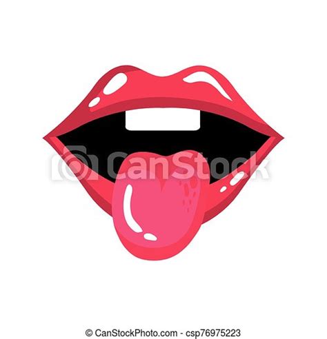Sexy Mouth With Tongue Out Pop Art Style Icon Vector Illustration