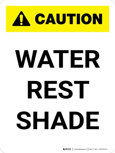 Caution Water Rest Shade Portrait Wall Sign