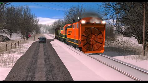 Trainz A New Era Bnsf Rotary Snowplow In Action Youtube
