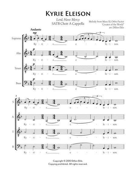 Kyrie Eleison Sheet Music Traditional Satb Choir