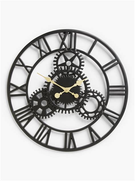 John Lewis And Partners Large Roman Numeral Skeleton Wall Clock Black At