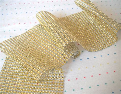 Wide Gold Plastic Diamond Mesh Roll Faux Rhinestones Mesh Etsy