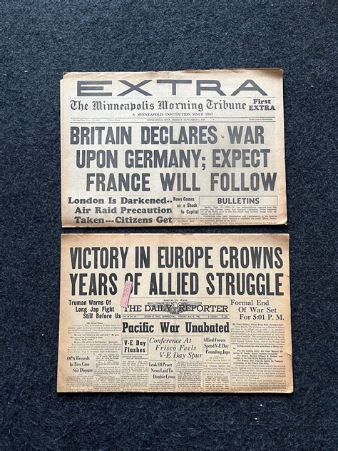 1939 Britain Declares War Ww2 Start And End Of Ww2 Newspapers Etsy