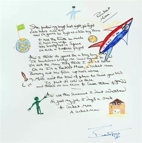elton john s rocket man set to soar as handwritten lyrics go up for auction