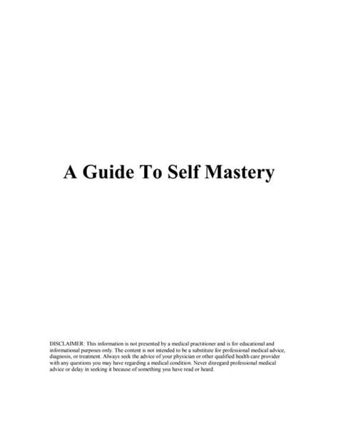 A Guide To Self Mastery Pdf