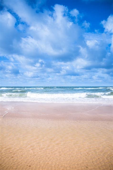 Blue Ocean With Waves And Clear Blue Sky Stock Photo Image Of