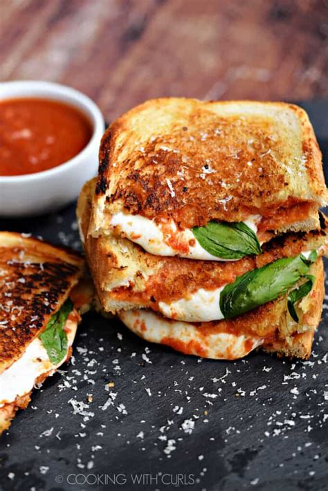 Pizza Margherita Grilled Cheese Cooking With Curls