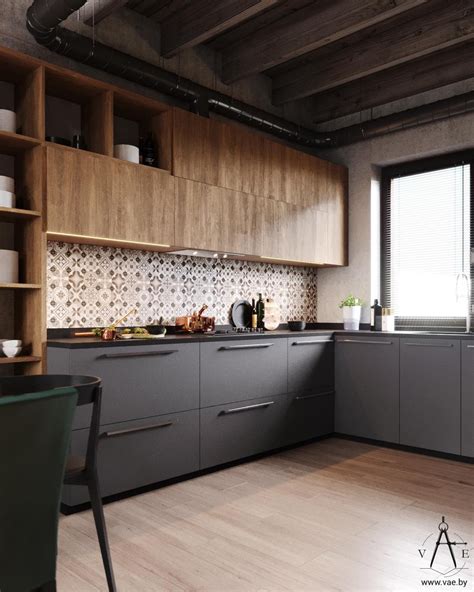 Muebles de cocina, interiores de placard, vestidores, muebles de diseno exclusivo. Warm Industrial Style House (With Layout) | Modern kitchen ...