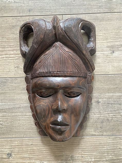 Wandmaske Aus Holz Ebenholz Afrika Nigeria Massiv Ebay
