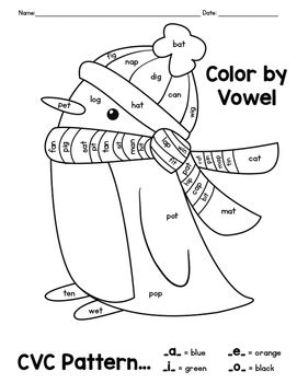 Start studying vowel teams 1st grade. Winter Activity CVC Word Color By Vowel Coloring Pages by ...